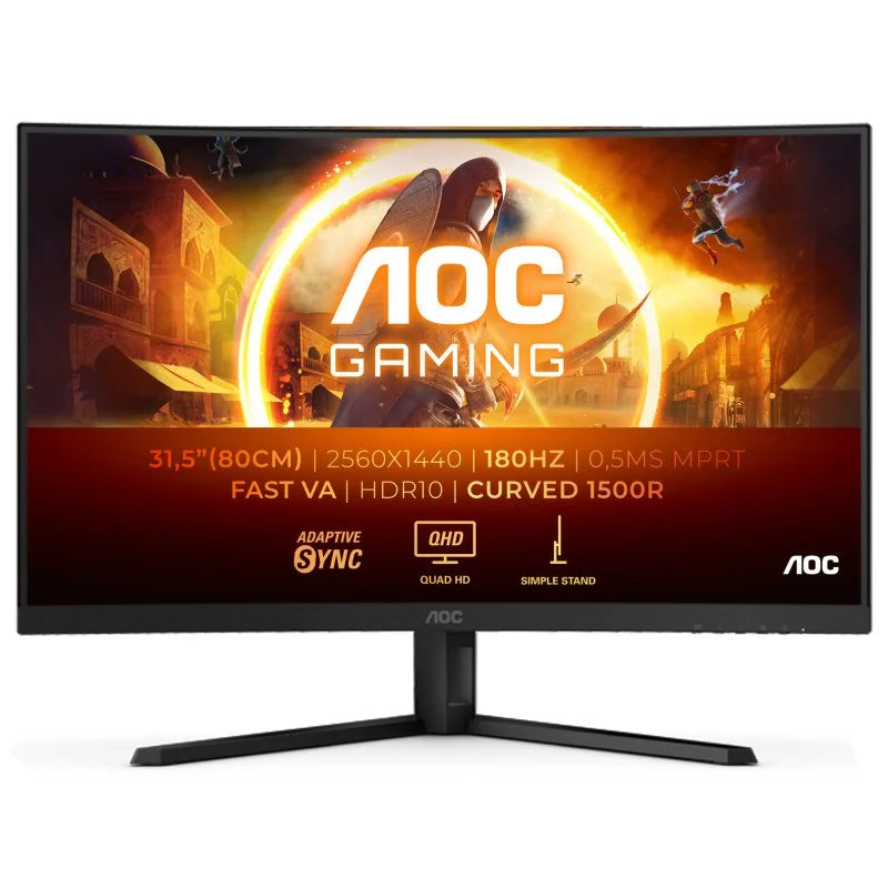 AOC MONITOR VA 32" (31.5") 16:9 QHD CURVO 1MS 180HZ HDMI DP CQ32G