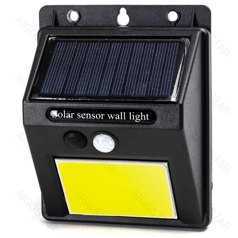 LED SOLAR SENSOR DE MOVIMENTO LUZ DE PAREDE COB PRETO 6500K