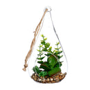 JARRÃO DE VIDRO SUSPENSO COM PLANTA DECORATIVA 10X19,5CM CORES /