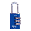 CADEADO COL COMBI30 AZUL 30MM. AÇO Ø5MM. COM COMBINAÇÃO IFAM