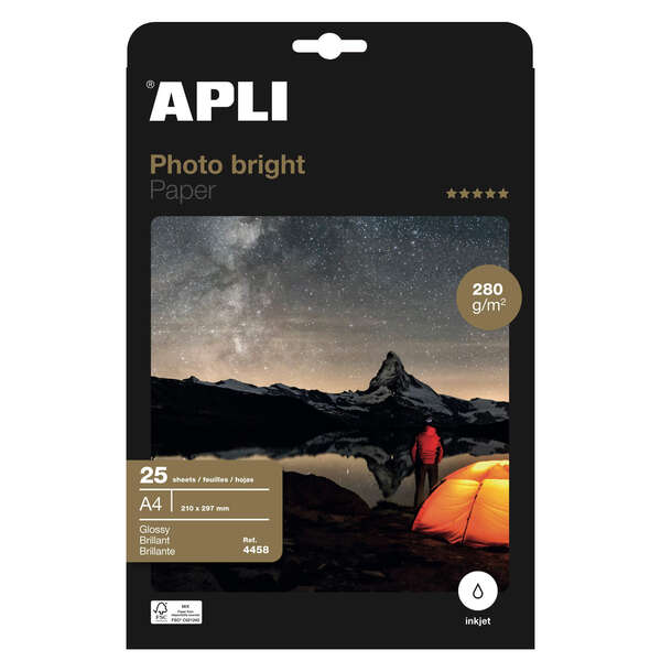 PAPEL FOTOGRAFICO APLI PHOTOBRIGHT A4 280G 25 FOLHAS