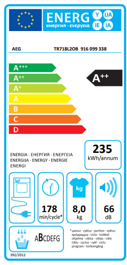 MÁQUINA DE SECAR ROUPA AEG TR718L2OB 8KG