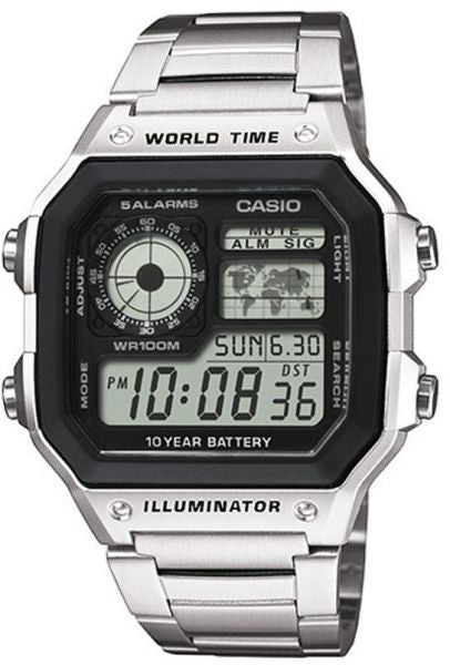 RELOGIO DIGITAL CASIO COLLECTION MEN AE-1200WHD-1AVEF 45MM PRATEA