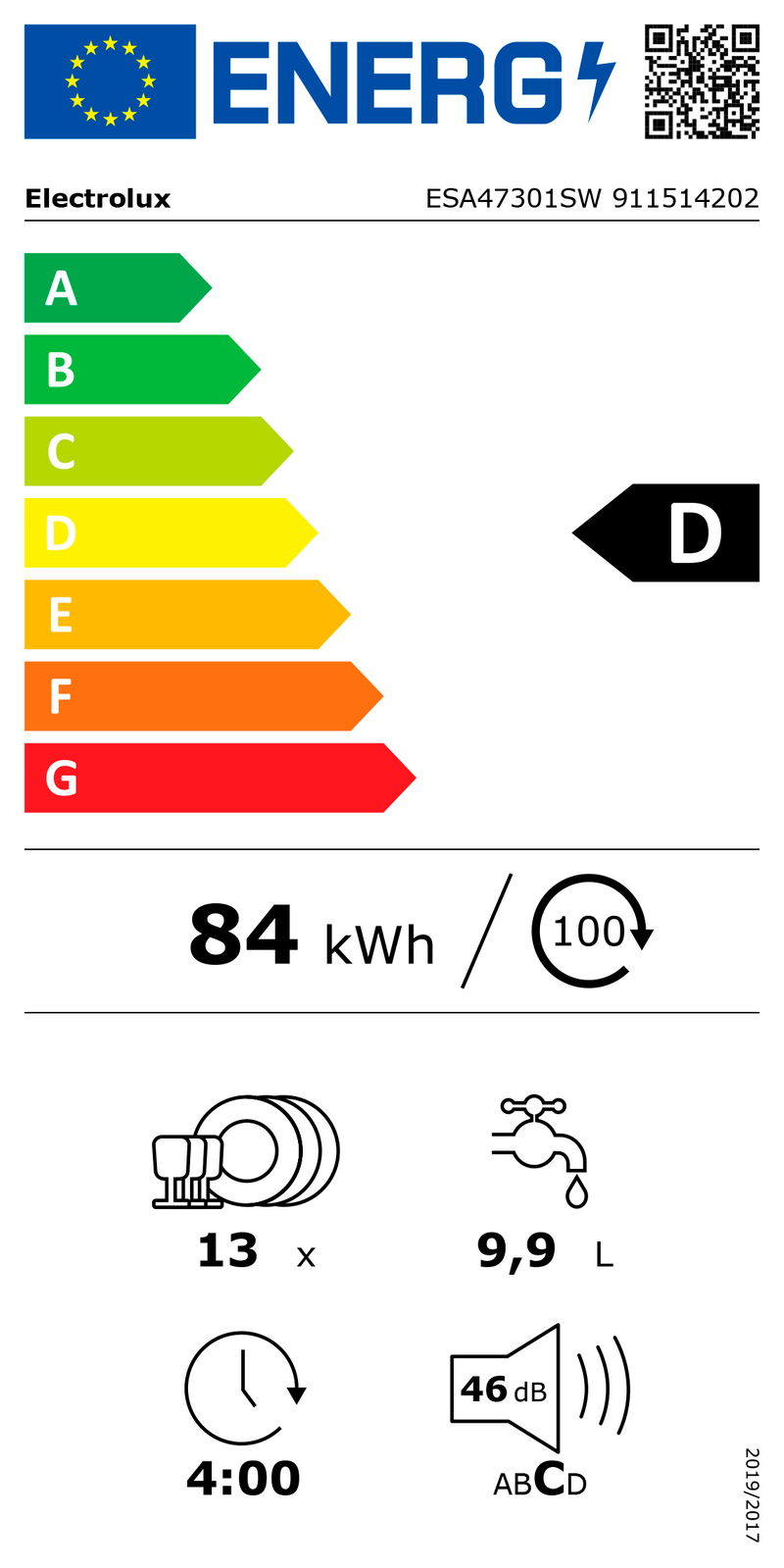 MÁQUINA DE LAVAR LOUÇA ELECTROLUX ESA47301SW 13S B