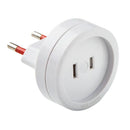 ADAPTADOR AMERICANO - EUROPEU, 10A 250 V, PINOS PLANOS, BRANCO