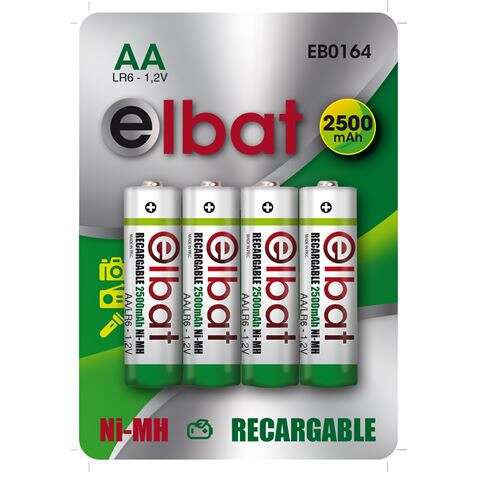 ELBAT PACK DE 4 PILAS RECARGABLES LR6 AA 2500MAH