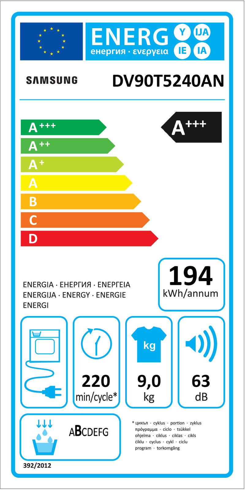 MÁQUINA DE SECAR ROUPA SAMSUNG DV90T5240AN/S3