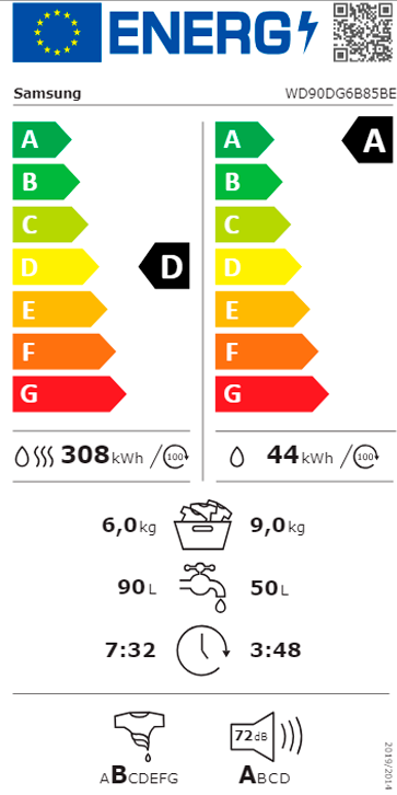 MÁQUINA DE LAVAR E SECAR ROUPA SAMSUNG - WD90DG6B85BEU3