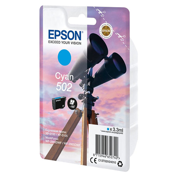 Epson 502 tinteiro 1 unidade(s) Original Rendimento padrão Ciano