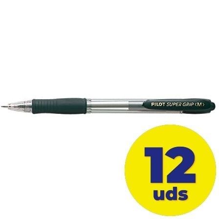 CAIXA DE CANETAS DE TINTA PRETA PILOT SUPER GRIP M 12 UNIDADES