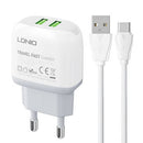 CARREGADOR LDNIO A2219 2USB + CABO USB-C
