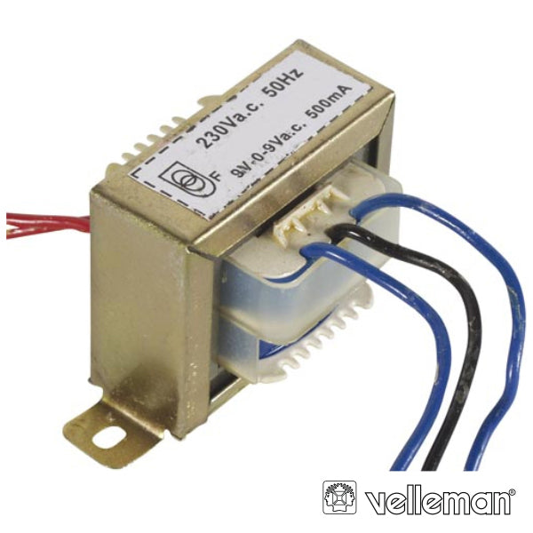 TRANSFORMADOR 9VA 2X9V VELLEMAN