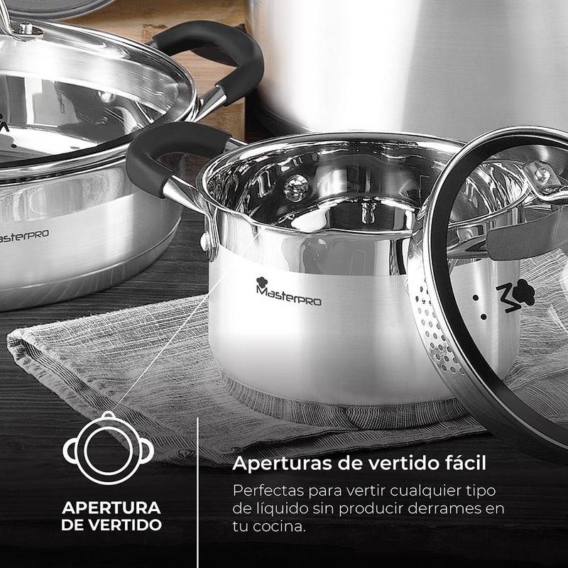 PANELA Ø24X12CM 5L INOX COM TAMPA FOODIES BGMP-1502-BK MASTERPRO