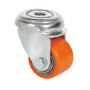 RODA GIRATÓRIA COM FURO, ROLAMENTO DE ESFERAS, COR LARANJA, CARGA