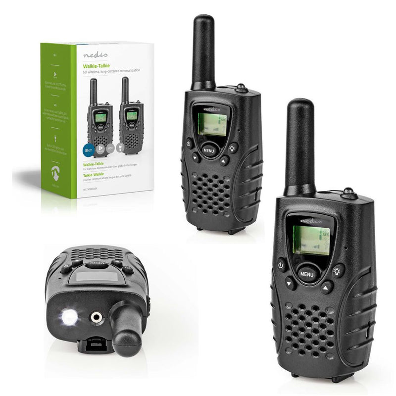 NEDIS WALKIE TALKIE VOX 8 CANAIS 8KM PACK 2 UNID BLACK