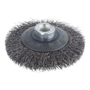 ESCOVA DE ARAME CÔNICA DE AÇO, ROSCA M14, Ø100 X 15 MM