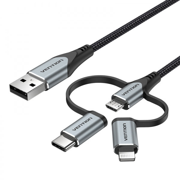 Vention CQJHF cabo para telemóvel Cinzento 1 m USB A Lightning +