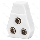 CONECTOR 9,5MM TV JACK PARA 3*9,5MM TV PLUGS BRANCO