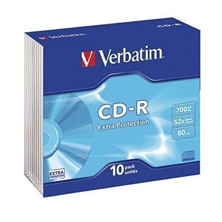 VERBATIM CD-R 52X 700MB 80MIN EXTRA PROT CAIXA SLIM PACK 10