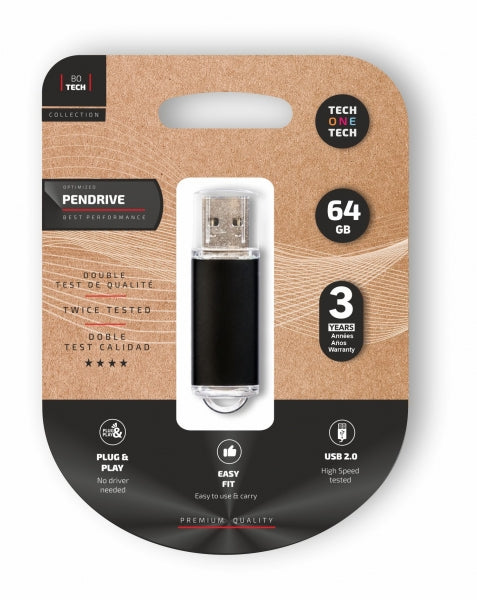 PENDRIVE 64GB TECH ONE TECH BASIC USB 2.0 NEGRO