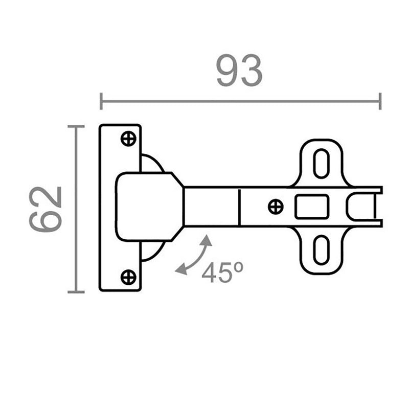 BLÍSTER DOBRADIÇA 45º BC09 35MM ZN EDM