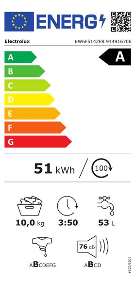 MÁQUINA DE LAVAR ROUPA ELECTROLUX EW6F5142FB 10K 1400R