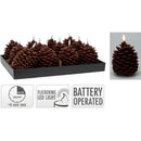 VELA LED EFEITO CHAMA COM FORMA DE PINHA, CASTANHO, 13CM. BASICS