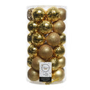 PACK DE 37 BOLAS DOURADAS DECORATIVAS PARA ÁRVORE DE NATAL Ø6CM