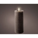 VELA DE CERA LED COR CINZA, SUPERFÍCIE RÚSTICA, Ø7 X 19 CM