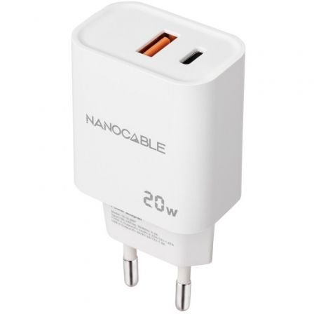 CARGADOR DE PARED NANOCABLE 10.10.2007 1XUSB 1XUSB TIPO-C 20W BLA