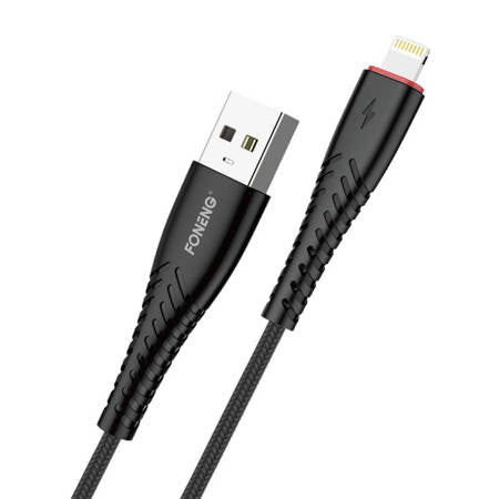 FONENG X15 CABO USB NA LIGHTNING, 2.4 A, 1.2 M PRETO