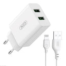 CARREGADOR DE PAREDE XO L119 2X USB-A. 18W BRANCO