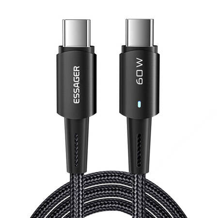 USB-C TO USB-C CABLE 60W ESSAGER 1M (BLACK)