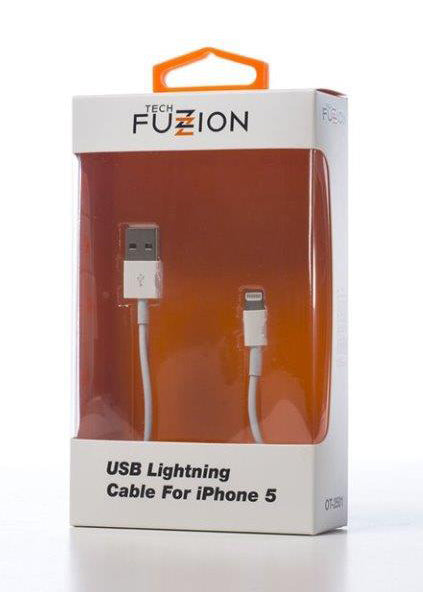 TECH FUZZION USB LIGHTNING CABLE WH IPHONE 5