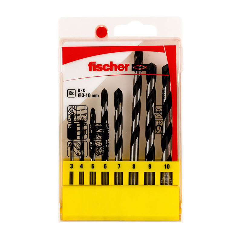 PACK 8 BROCAS DE PERCUSSÃO E Ø3/4/5/6/7/8/9/10MM 536607 FISCHER