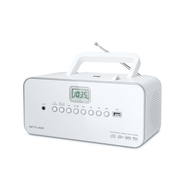 RADIO PORTATIL COM CD USB  MP3  MUSE M-28 BRANCO