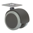 RODA GIRATÓRIA COM PLACA E EIXO LISO, PRETO/CINZA, CARGA MÁX. 50