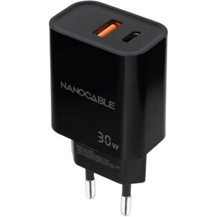 CARGADOR DE PARED NANOCABLE 10.10.2012 1XUSB 1XUSB TIPO-C 30W NEG