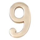 NUMERO 9 LATÃO POLIDO 10CM FIXAÇÃO INVISIVEL EDM