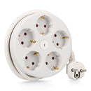 PROLONGADOR REDONDO COM 5 TOMADAS 2P+T SCHUKO, COM INTERRUPTOR, 1