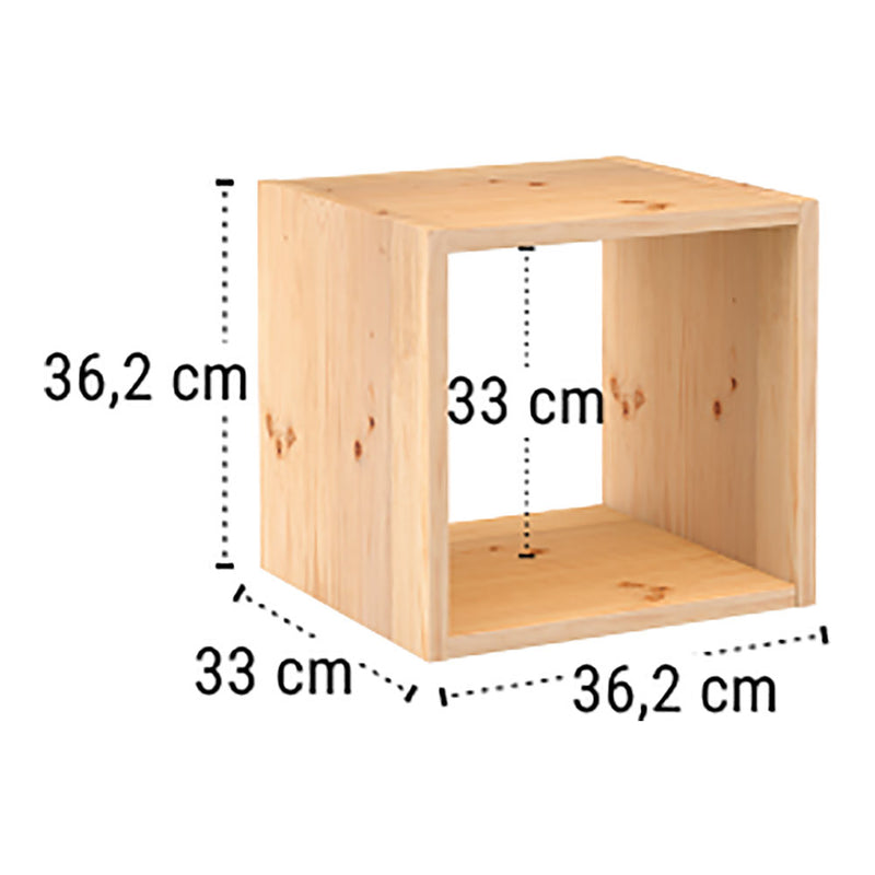 ESTANTE MODULAR 1 CUBO DINAMIC PINHO MACIÇO 36,2X33X36,2CM ASTIGA