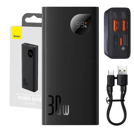 POWERBANK BASEUS ADAMAN2 10000MAH, 2XUSB, USB-C, 30W (PRETO)