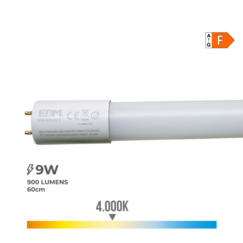 TUBO LED T8 9W 900LM 4000K LUZ DO DIA (EQ.18W) Ø2,6X60CM EDM