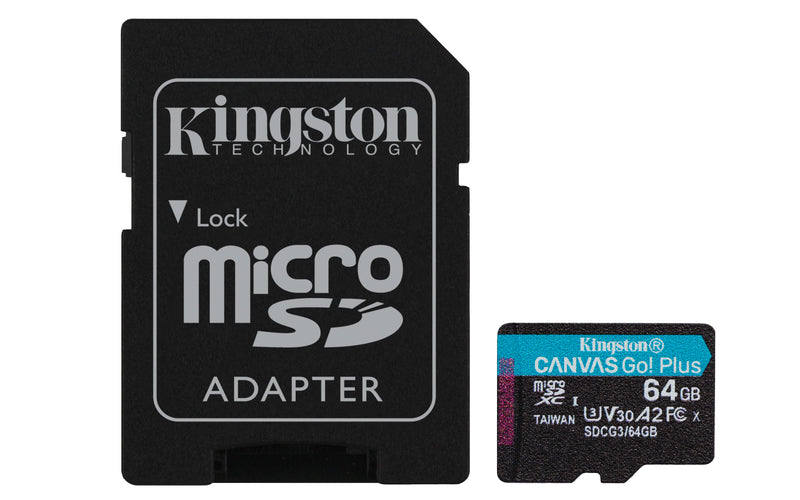MICROSD KINGSTON CANVAS GO PLUS 64GB CLASS10 UHS-I U3 V30 A2(170M