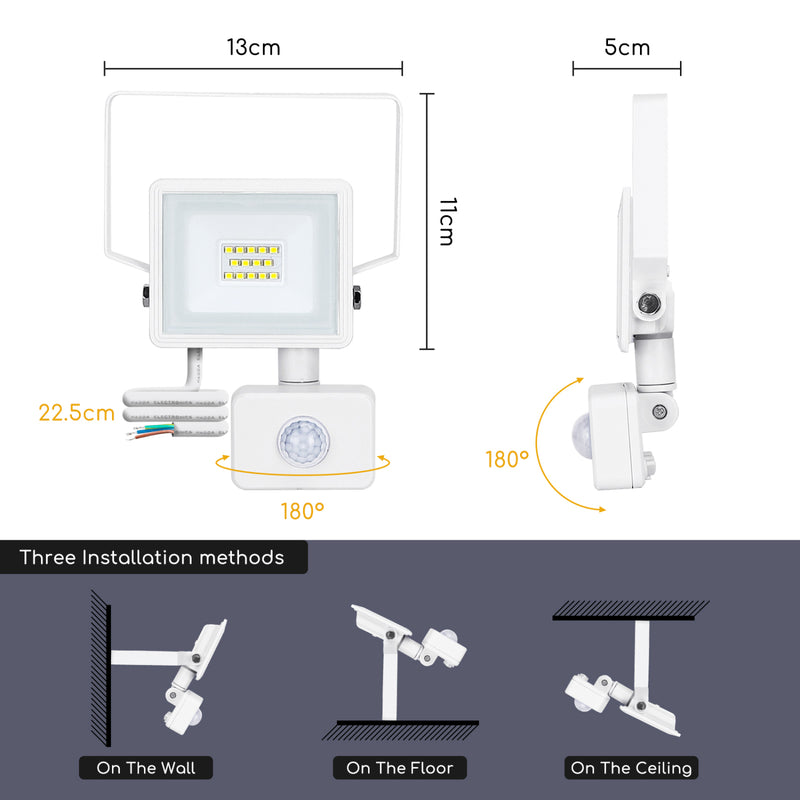 PROJETOR LED C/ SENSOR MOVIMENTO IP65 220V 10W 4000K 900LM