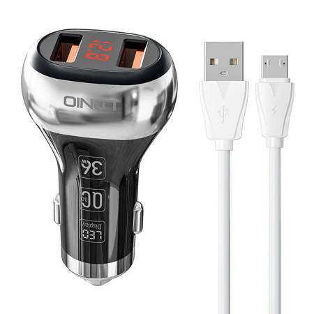 CARREGADOR CARRO 2XUSB LDNIO C2 + CABO MICRO-USB PRETO