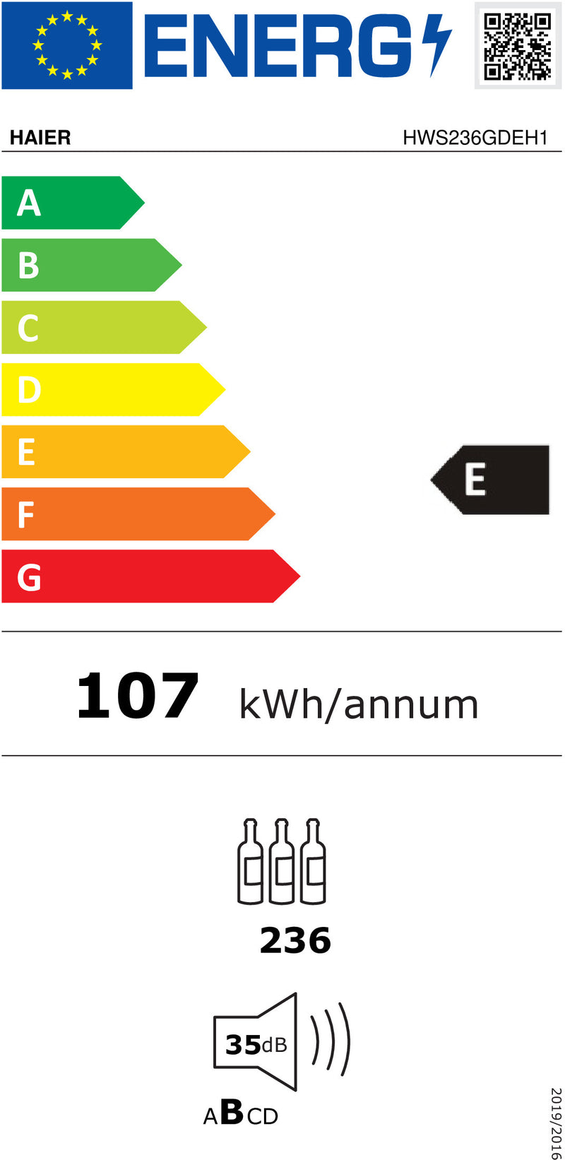 CAVE DE VINHO HAIER HWS236GDEH1( 236  - E  - 107 KWHANO )