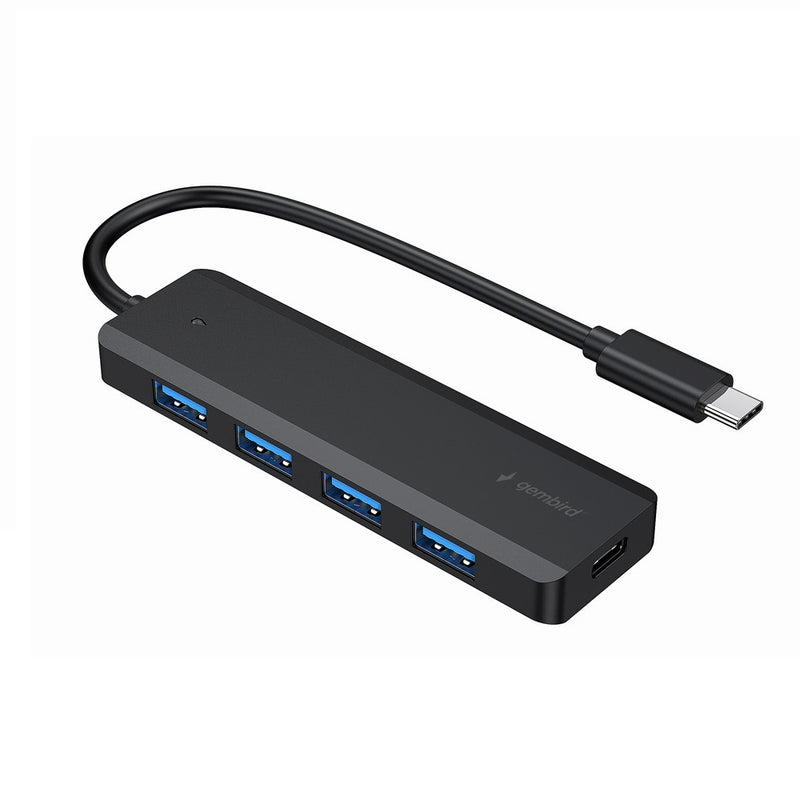 HUB TYPE-C GEMBIRD COM 4PORTAS USB 3.0 PRETO