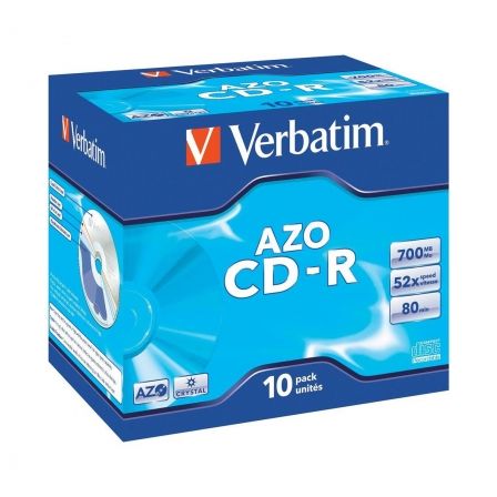 VERBATIM CD-R 52X 700MB 80MIN CAIXA NORMAL (JEWEL) PACK 10