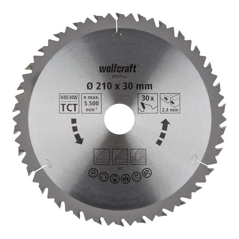 DISCO DE SERRA CIRCULAR MANUAL CT,30 DENTES Ø210MM 6737000 WOLFCR